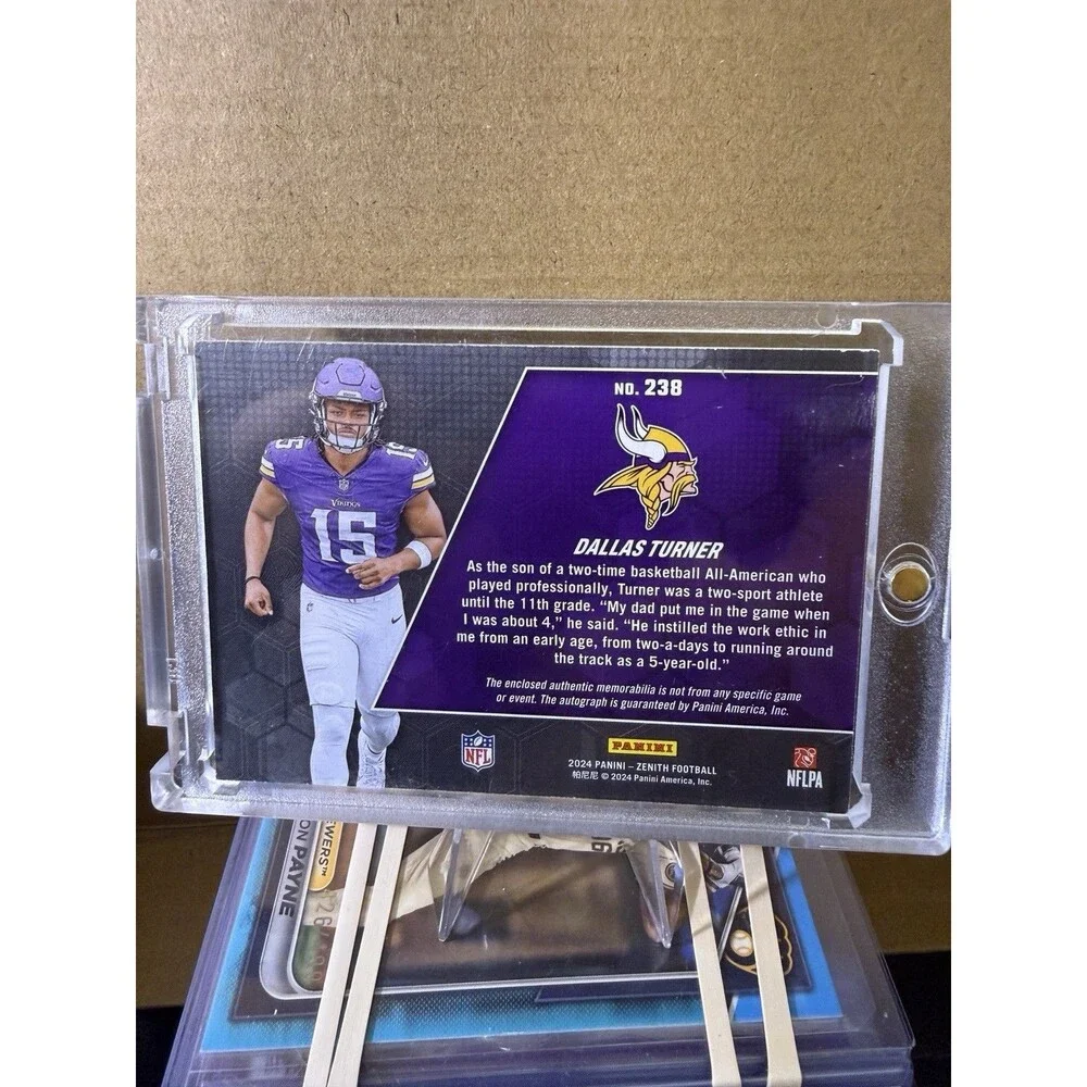 2024 Panini Zenith Dallas Turner Vikings #238 Rookie Patch Auto  /399🔥🔥🔥